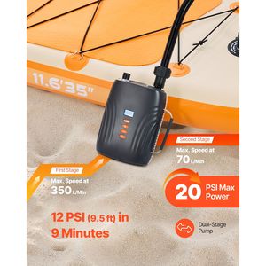 Pompa Ricaricabile per Paddle Board 20PSI, Pompa SUP a Doppio Stadio con Funzione Automatica di Gonfiaggio e Sgonfiaggio per Tavole Gonfiabili - Product Image 2
