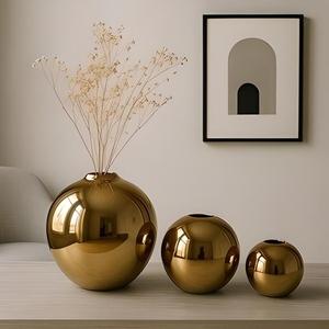 Elegant <b>Gold</b> Metal Flower <b>Vase</b> Set Modern Decorative Centerpiece <b>Vase</b> for Luxury Home Living Room Interior Decoration - Product Image 2