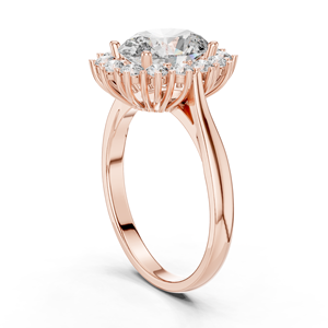 Bague de fiançailles de luxe en alliage avec moissanite taille ovale et halo, sertie de griffes en or rose 18 carats pour femme - Product Image 3