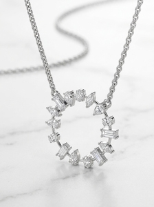 Collar con Colgante de Diamante Solitario Chapado en Oro de 9K, Corte Corazón, Engaste Biselado, Joyería Clásica para Bodas de Mujer - Product Image 3