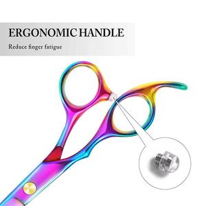 Ciseaux de coiffure professionnels 6,5 pouces en acier inoxydable, manche long, pour droitiers, lame affûtée, finition arc-en-ciel - Product Image 5