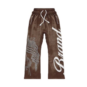 Street Wear Custom Distress Aicd Wash Vintage Oversized Sweatshirts And Flared Pants Two Piece Usa Style <b>Set</b> - Product Image 6