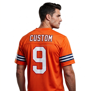 เสื้อฟุตบอลอเมริกันแท้สำหรับผู้ชาย หมายเลข 9 ไซส์พลัส ระบายอากาศได้ดี พิมพ์ลายแบบซับลิเมชั่น แขนสั้น ไม่มีปก โลโก้สั่งทำได้ - Product Image 4