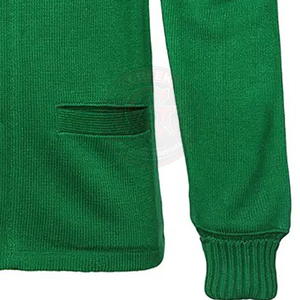 Suéter Verde para Hombre de Fraternidad o Hermandad, Cárdigan de Punto Acrílico de Manga Larga, Cuello en V, Color Sólido, Cierre de Botones, Ropa Universitaria - Product Image 4