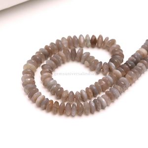 Perles Rondelles Facettées en Pierre de Lune Grise Naturelle, Coupe Allemande, 8MM 9MM, Vente en Gros, Fil de 16 Pouces - Product Image 3