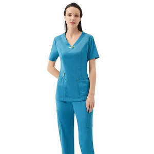 Women Medical <b>Scrub</b> <b>Top</b> Shirt Breathable Comfortable Hospital Uniform Custom OEM Private Label Factory Manufacturer <b>Scrub</b> <b>Top</b> - Product Image 1
