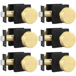 Set di 6 Maniglie per Armadi e Porte Interne in Nero e Oro, Eleganti Maniglie a Leva per Finestre - Product Image 1