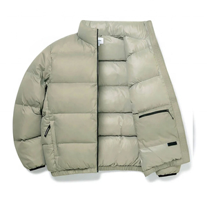 Men's Hooded Canvas Puffer Jacket Thick Polyester Wadding Eco-Friendly Windproof Casual Winter <b>Coat</b> <b>Zipper</b> Closure Solid Color - Product Image 3