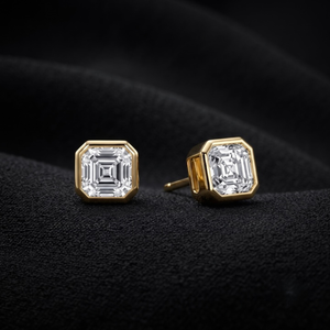 Asscher Cut Moissanite Stud Earrings 18K Gold Plated Geometric Claw Setting Classic Fine Jewelry Unisex <b>Wedding</b> Everyday Wear - Product Image 4