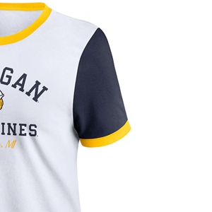 T-shirts blancs des Michigan Wolverines avec bordure contrastée, col rond, coupe classique, en coton, style jersey décontracté - Product Image 2