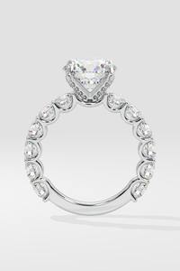 Anillo de media eternidad solitario de 3 quilates con diamantes creados en laboratorio, banda pavé de 4 puntas, 75% de cobertura, regalo de compromiso/aniversario, oro blanco - Product Image 4