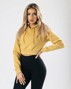 Sweat-shirt à capuche court pour femme, en polaire, écologique, à manches longues, décontracté, streetwear, pour la gym, l'entraînement, ou la détente - Product Image 1