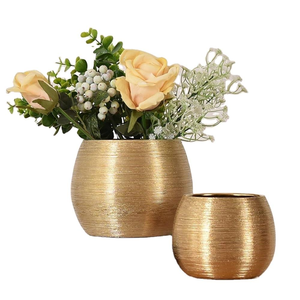 Juego de Macetas de Metal Dorado con Diseño Personalizado, Macetas Modernas con Brillo Dorado para Interiores y Exteriores a Precio de Mayoreo - Product Image 1