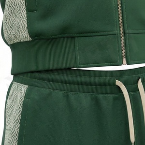 Men's Green <b>Track</b> Suit Full Zip Stand Collar Sporty Style Breathable Polyester Tracksuit With Side Pockets Autumn Wear - Product Image 5