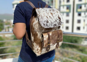 กระเป๋าเป้สะพายหลังหนังวัวแท้ผมสีน้ำตาลกระเป๋าเป้สะพายหลังหนังอเนกประสงค์ - Product Image 2