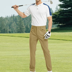 Pantalon de golf extensible dans les quatre sens pour hommes, couleur unie, avec cordon de serrage à la taille, respirant, évacuant la transpiration, pantalon de golf pour hommes - Product Image 6