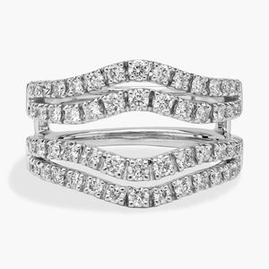 Anillo de Moda Ondulado de Oro Blanco de 14K con Diamantes Cultivados en Laboratorio en Varias Filas - Product Image 1