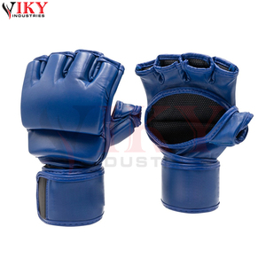 Gants de MMA en cuir bleu uni, nouvelle tendance, pour entraînement et sparring, avec paume ouverte, pour arts martiaux - Product Image 1