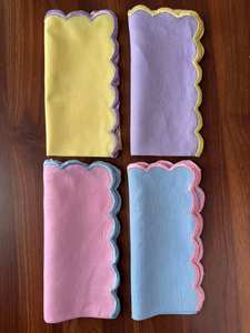 Servilletas de Algodón Bordadas a Mano, Decoración Clásica de Mesa, Colores Pastel, Lavables a Máquina, Cuadradas, 10 Piezas, Borde Festoneado - Product Image 6