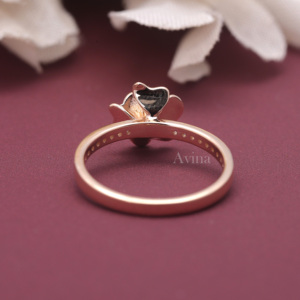 IGI Certified Lab Grown Round Diamond Flower Ring 9K Rose / White And Yellow Gold <b>Pink</b> & White Diamond Floral Ring for Women - Product Image 4