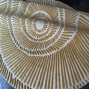 <b>Round</b> Spiral Pattern Rug Beige Cream Textured Modern Hand Tufted Area Rug <b>Carpet</b> Luxury Designer Living Room Bedroom Floor Decor - Product Image 2