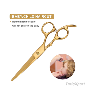 Tijeras Profesionales de Belleza y Barbería 4Cr13 con Puntas de Cuchilla Afiladas Chapadas en Oro, Acero Inoxidable, Ligeras, Plegables, para Diestros - Product Image 4