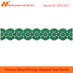 Dentelle Guipure Florale Traditionnelle de Luxe Verte 10mm, Écologique, Personnalisable, OEM Disponible, Emballage de 20 Mètres, Nœuds pour Cheveux Enfants - Product Image 6