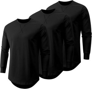 Camiseta de Punto de Manga Corta para Hombre, Cuello Redondo, Color Sólido, Corte Regular, Largo Casual, Negro, Gris, Verde Oliva, OEM, ODM - Product Image 4