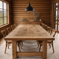 Ensemble de table et chaises en bois de manguier massif au design moderne pour salle à manger, idéal pour les écoles, les salons, l'usage commercial et domestique