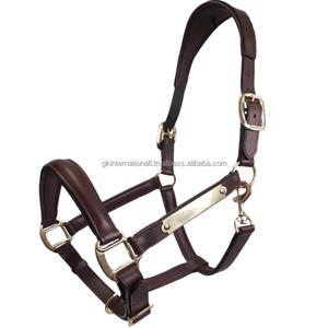 Licou de cheval en cuir de forme anatomique de qualité supérieure avec couronne de muserolle rembourrée et quincaillerie en laiton réglable solide - Product Image 5