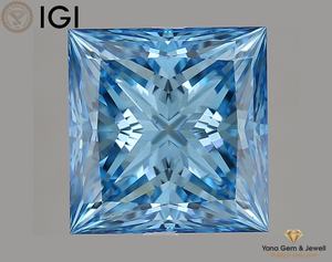 เพชร CVD ผลิตในห้องปฏิบัติการ พร้อมใบรับรอง IGI สีฟ้าสดใส ระดับความสะอาด VS2 ทรงเจ้าหญิง น้ำหนัก 3.00 กะรัต พร้อมสำหรับใส่แหวน - Product Image 1