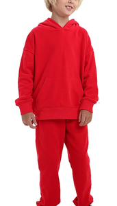 Conjuntos Deportivos Transpirables de Alta Calidad en Color Rojo Liso para Niños, Material de Algodón y Felpa, Ropa Deportiva de Invierno para Niños, Conjunto para Correr - Product Image 2