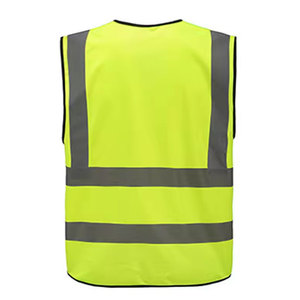 Hi-Vis Yellow Reflective Safety Vest Men's Breathable Polyester Casual Work Outerwear Summer Regular Fit Collarless - Product Image 2
