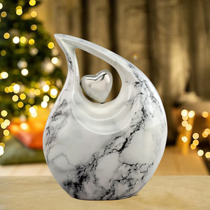 Urna Funeraria en Forma de Lágrima con Acabado de Mármol, Recuerdo Conmemorativo de Metal para Cenizas, Decoración en Forma de Corazón para Adultos, Bebés y Mascotas - Product Image 6
