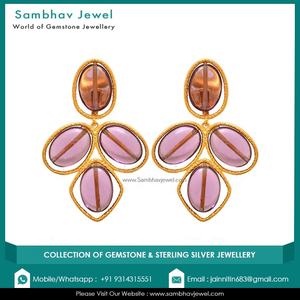 Vente en gros de boucles d'oreilles en argent sterling 925, bijoux fins faits à la main, améthyste violette naturelle, pierre précieuse hydro, pour mariage, fête - Product Image 3