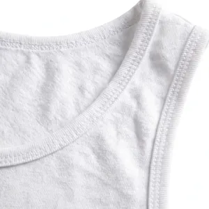 <b>Men's</b> 100% Cotton <b>White</b> Tank Top <b>Vest</b> - Breathable Sleeveless Undershirt, Classic Ribbed Gym Athletic A-Shirt - Product Image 6