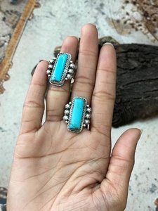 Handmade Blue Turquoise Adjustable <b>Ring</b> Sterling <b>Silver</b> Southwestern Boho <b>Statement</b> Jewelry Artisan Gemstone Gift for Her - Product Image 5