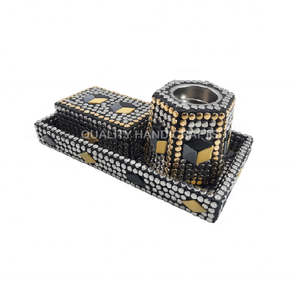 Brûleur de parfum à la rose personnalisable de haute qualité, boîte tout-en-un, bois, résine, laiton, incrustation métallique, artisanat, porte-encens - Product Image 3