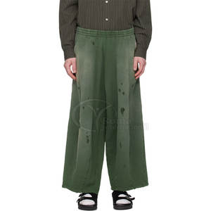 Pantalones de chándal acampanados de algodón polar para hombre, estilo vintage, desgastados y desteñidos, de lujo, estilo urbano, 2026 - Product Image 2