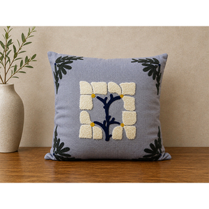 Premium 100% Cotton Embroidered Accent <b>Cushion</b> <b>Cover</b> | Modern Decorative Pillow <b>Cover</b> for Sofa & Living Room - Product Image 1