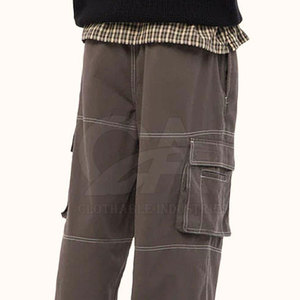 Pantalon streetwear à devant plat pour homme, pantalon décontracté à devant plat avec poches cargo, coupe décontractée - Product Image 6