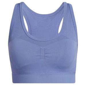 Women's Light <b>Blue</b> Seamless Sports <b>Bra</b> Medium Support Yoga Top Solid Color Square Neck Spaghetti Strap - Product Image 4
