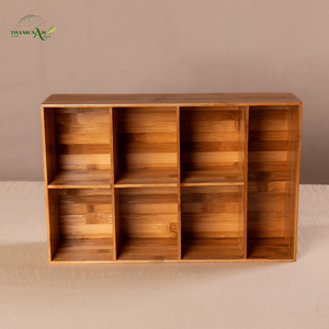 Plateau de rangement en bambou multi-compartiments avec un design pliable moderne, portable et durable pour l'organisation des aliments et de la vaisselle - Product Image 4