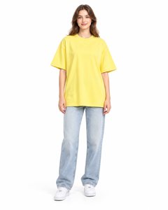 T-shirt surdimensionné jaune pastel personnalisé en gros, unisexe, en coton épais, à épaules tombantes, style streetwear, vêtements à marque privée - Product Image 4