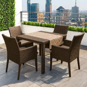 Bộ bàn ăn mây 4 món thời tiết cho không gian ngoài trời bao gồm bàn ăn đầy phong cách và Ghế Đệm - Product Image 2