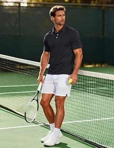 Polo de Manga Corta Negro para Hombre, Color Sólido, Tela Popelina Transpirable, Camisas de Golf de Corte Regular - Product Image 3