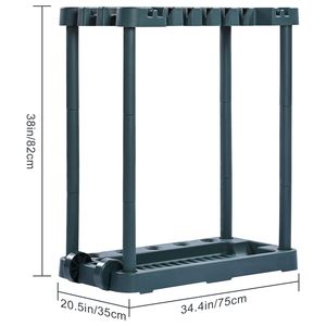Organisateur d'outils de jardin à 10 fentes pour outils à long manche/râteaux/brosses/supports de serres-pailles, support de rangement vertical pour garage et cour pour un rangement efficace - Product Image 4