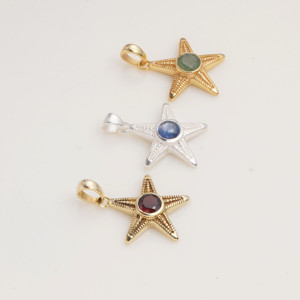 Pendentif Étoile de Mer en Grenat Naturel, Orné de Dorure, Bijou Artisanal Inspiré de l'Océan, Création de Designer, Pierre Précieuse Unique, Cadeau Idéal pour Femme - Product Image 3
