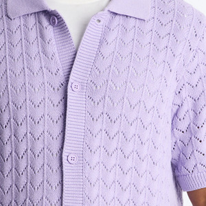 Solid Color Smart Casual Men Summer Two Piece <b>Knitted</b> Printed Shirt Shorts <b>Set</b> High Street Style Breathable 100% Cotton Men <b>Set</b> - Product Image 6