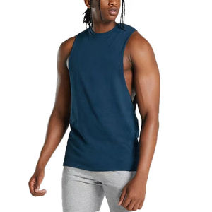 Camisetas sin mangas deportivas personalizadas de talla grande para hombre, 100% poliéster, de secado rápido, con cuello en V, chaleco de punto, transpirable, suave, informal, para verano - Product Image 2